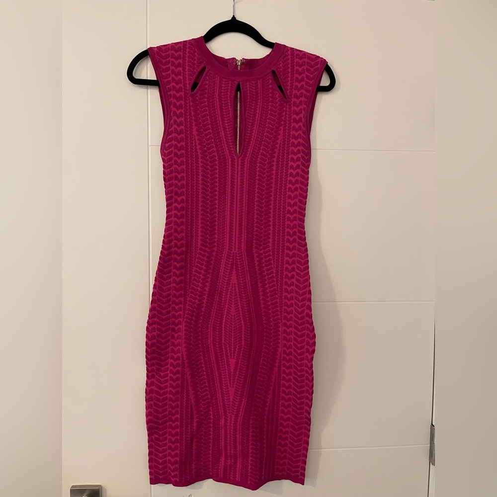bebe Fuchsia Patterned Mini Dress